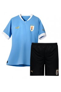 Uruguay Jalkapallovaatteet Lasten Kotipeliasu MM-kisat 2022 Lyhythihainen (+ Lyhyet housut)